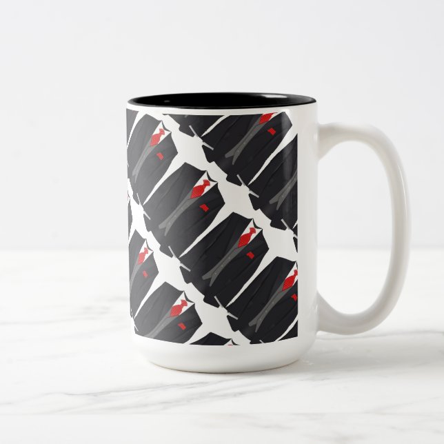 Men's Black Suit and Red Tie White Coffee Mug (Right)