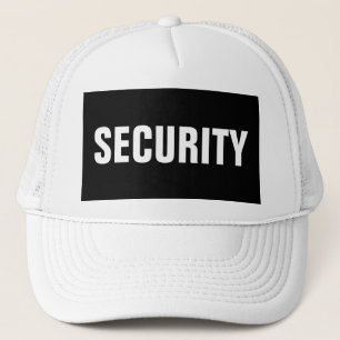 Mens Black White Customizable Security Text Trucker Hat
