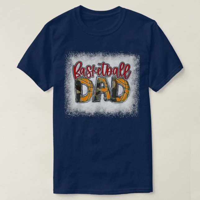 Mens Bleached Basketball Dad Camo Print Funny Dad  T-Shirt (Design Front)
