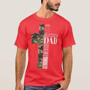 Mens Blessed Dad Cross Fathers Day Christian Relig T-Shirt