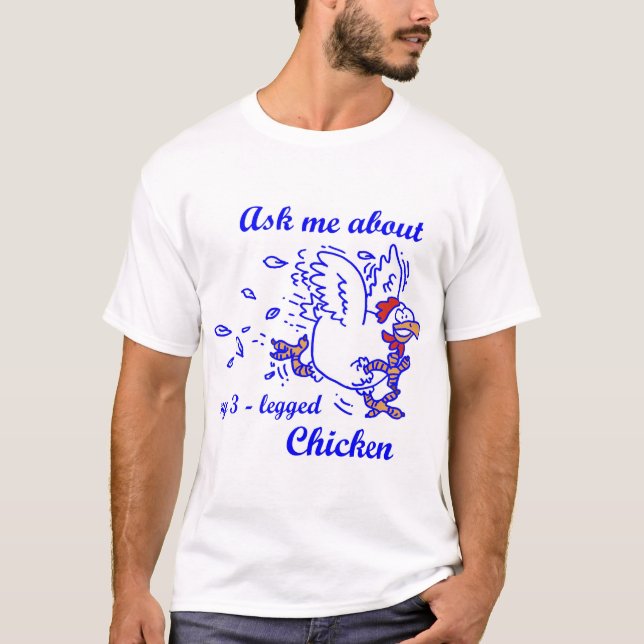 Men's blue 3-legged chicken shirt (Front)
