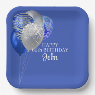 Mens Blue Birthday  Paper Plate