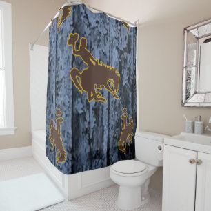 Mens blue black cowboy showercurtain
