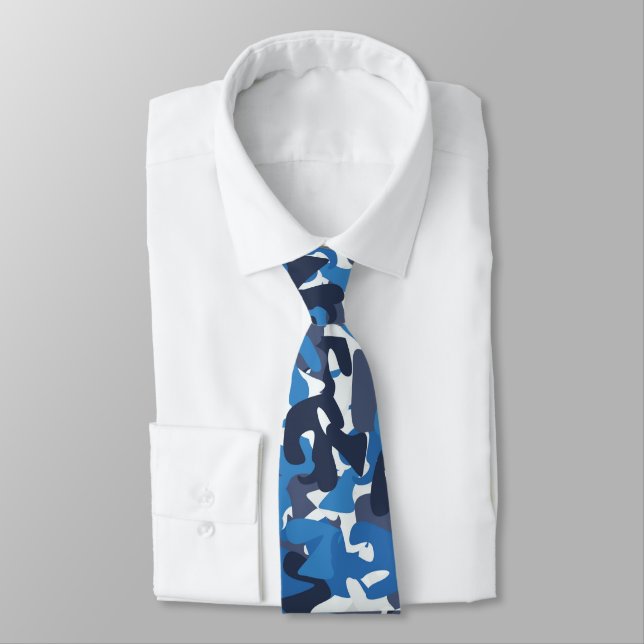 Men's Blue Blend Abstract Designer Tie (Tied)