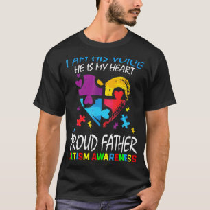 Mens Blue Proud Father Autism Awareness Dad Son I  T-Shirt