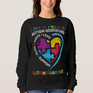 Mens Blue Proud Godfather Autism Awareness Puzzle Sweatshirt