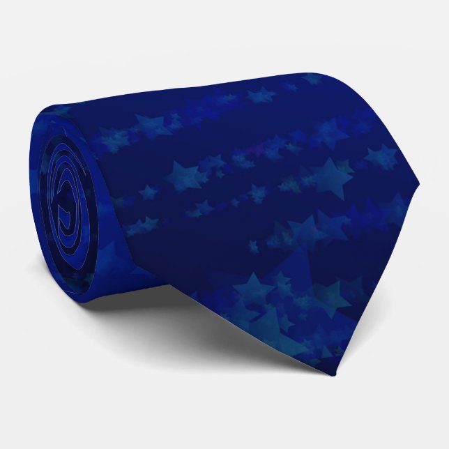 Mens Blue Stars Christmas Holiday Tie Necktie (Rolled)