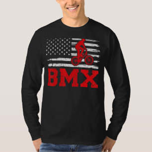 Mens Bmx Biking Retro Style American Flag Bmx Fath T-Shirt