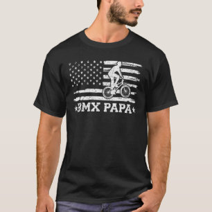 Mens Bmx Papa Usa Flag Vintage Cycling Bmx Rider F T-Shirt