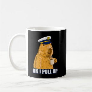 Mens Boat Captain Capybara Ok i Pull Up with Coffe Coffee Mug