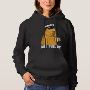 Mens Boat Captain Capybara Ok i Pull Up with Coffe Hoodie