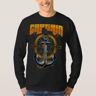 Mens Boater Dad Captain Sailor Skipper T-Shirt