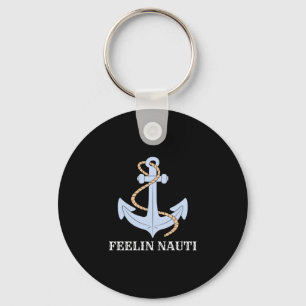 Mens boating boat owner feelin nauti pontoon keychain