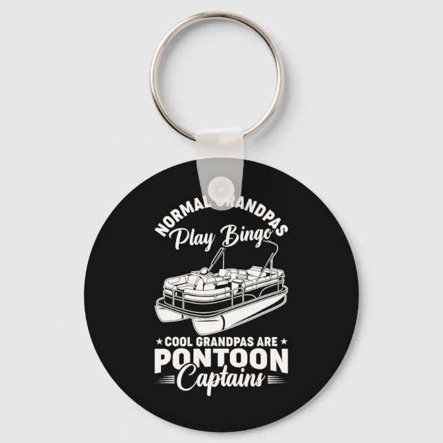 Mens Boating Cool Grandpas Are Pontoon Captain Fun Keychain (Front)