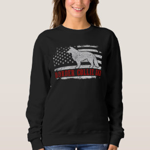 Mens Border Collie Dad Distressed American Flag Pa Sweatshirt