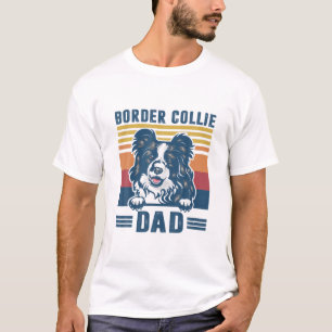 Mens Border Collie Dad Father Retro Border Collie T-Shirt
