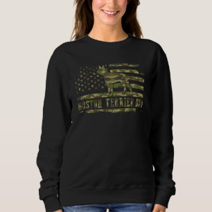 Mens Boston Terrier Dad Camouflage American Flag P Sweatshirt