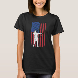 Mens Bow Hunting American Flag  Compound Bow Hunte T-Shirt
