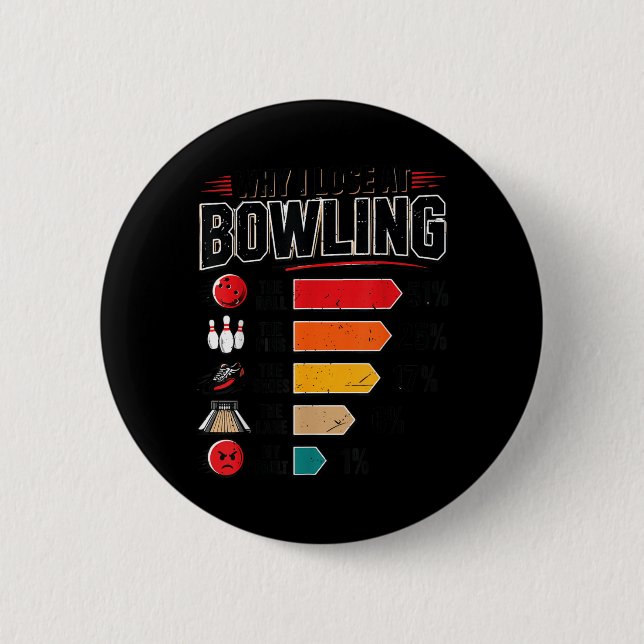 Mens Bowling-Shirt Funny Why Lose At Bowling 2 Inch Round Button (Front)