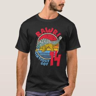 Mens Boy 14th Birthday I Rawr! Ankylosaurus I Fami T-Shirt