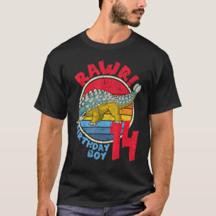 Mens Boy 14th Birthday I Rawr! Ankylosaurus I Fami T-Shirt