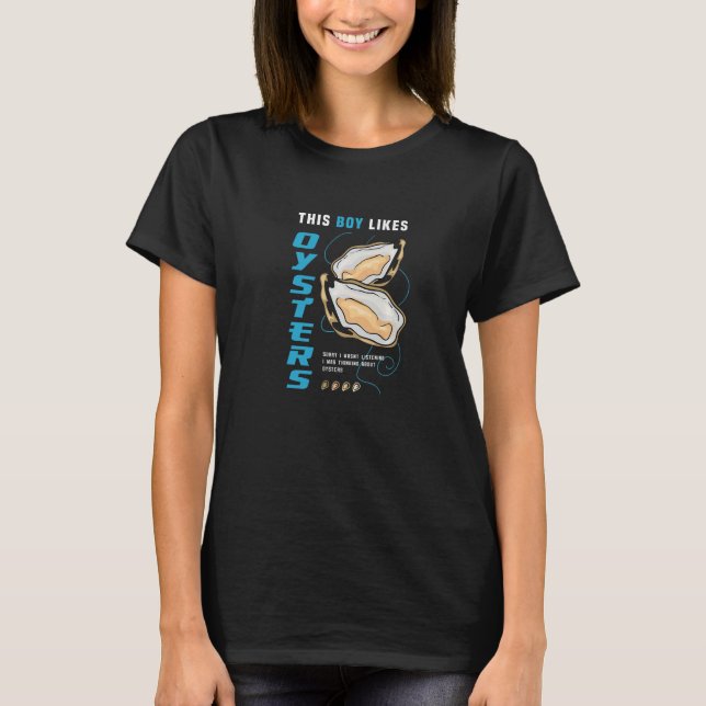 Mens Boy Likes Oysters Ironic Seafood Chef   T-Shirt (Front)