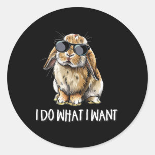 Mens Boys Girls Do What I Want Mini Holland Lop Ra Classic Round Sticker