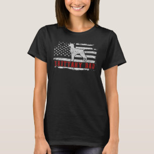 Mens Brittany Dad Distressed American Flag Patriot T-Shirt