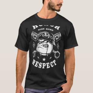 Mens Brotherhood Club Biker Bulldog Honour Respect T-Shirt