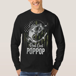 Mens Camo Flag Print Reel Cool Poppop Fathers Day T-Shirt