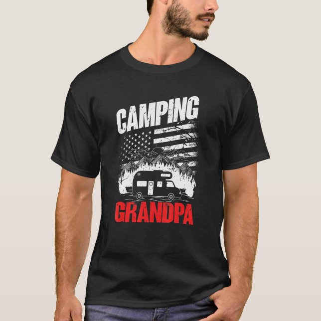 Mens Camping Grandpa  Camper Caravan  Camping 3 T-Shirt (Front)