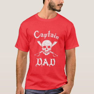 Mens Captain Dad Funny Pirate  T-Shirt