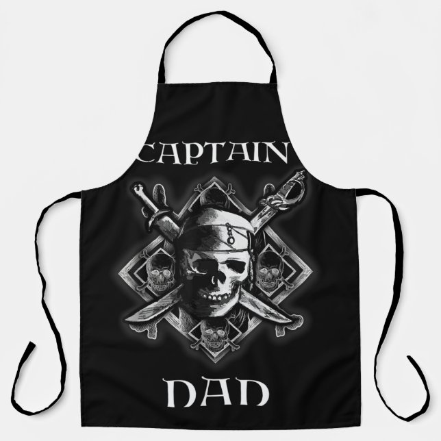 Mens Captain Dad Pirate Funny Father's Day Sailor  Apron (Front)