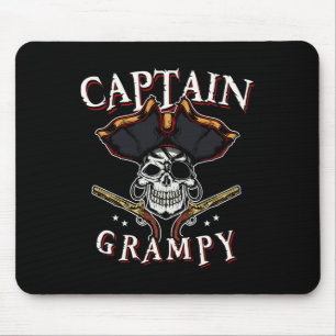 Mens Captain Grampy Pirate Hat And Skull Boating G Mouse Pad