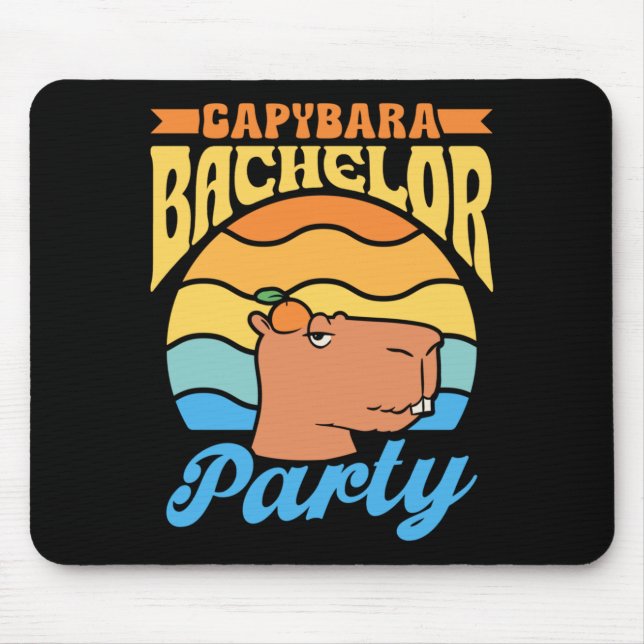 Mens Capybara Bachelor Party Groom Bride Team Mouse Pad (Front)