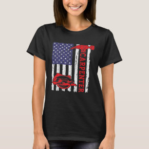 Mens Carpenter Woodworking US Flag Patriotic Retro T-Shirt