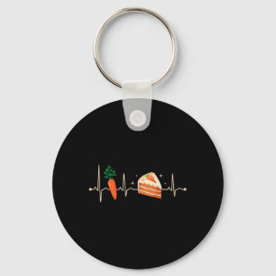 Mens Carrot Cake Heartbeat Baker Baking Vegan Keychain
