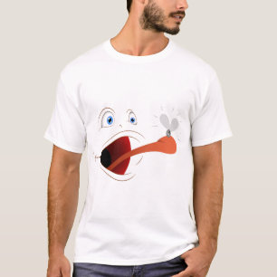 Men's Cartoon Face Tongue Attack on Fly T-Shirt