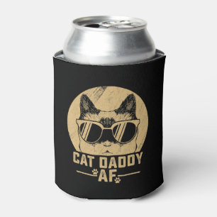 Mens Cat Daddy AF Vintage Cat Dad Head Funny Can Cooler