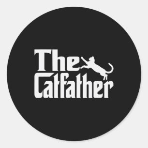 Mens Cat Father Kitty Dad Fathers Day Meow Feline  Classic Round Sticker