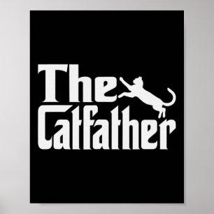 Mens Cat Father Kitty Dad Fathers Day Meow Feline  Poster
