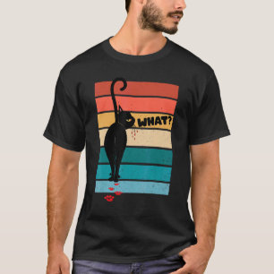 Mens Cat What  Black Murder Cat Retro vintage Cat T-Shirt