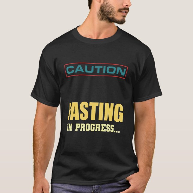 Mens Caution Fasting In Progress Intermittent Fast T-Shirt (Front)