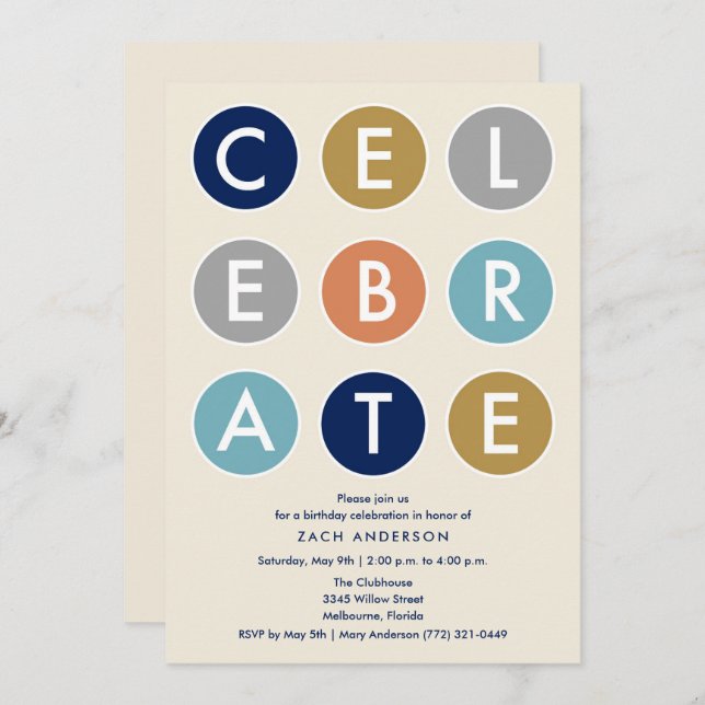 Men's Celebrate Birthday Party Invite (Front/Back)