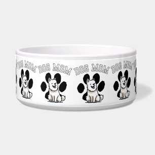 Men's Ceramic/Stainless Steel Bowl - "DOG MOM" Pat