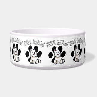 Men's Ceramic/Stainless Steel Bowl - "DOG MOM" Pat