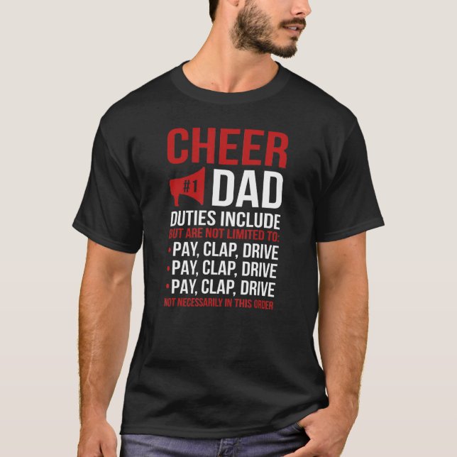Mens Cheer Dad Duties Cheerleader Father Cheerlead T-Shirt (Front)