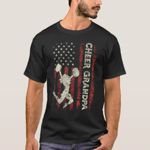 Mens Cheer Grandpa US Flag Dad Patriotic Cheerlead T-Shirt