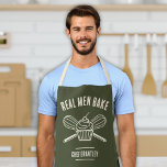 Men's Chef Custom Name Cooking Baking Apron<br><div class="desc">Cook in style with our premium men's chef apron, featuring a customizable name, message, and colours for that personal touch. Crafted for both functionality and fashion, our apron is a must-have for any budding culinary enthusiast. It's the perfect blend of comfort and durability, ensuring you're not just the chef- but...</div>