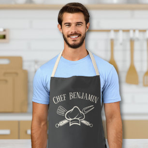 Men's Chef Custom Name Cooking BBQ Apron